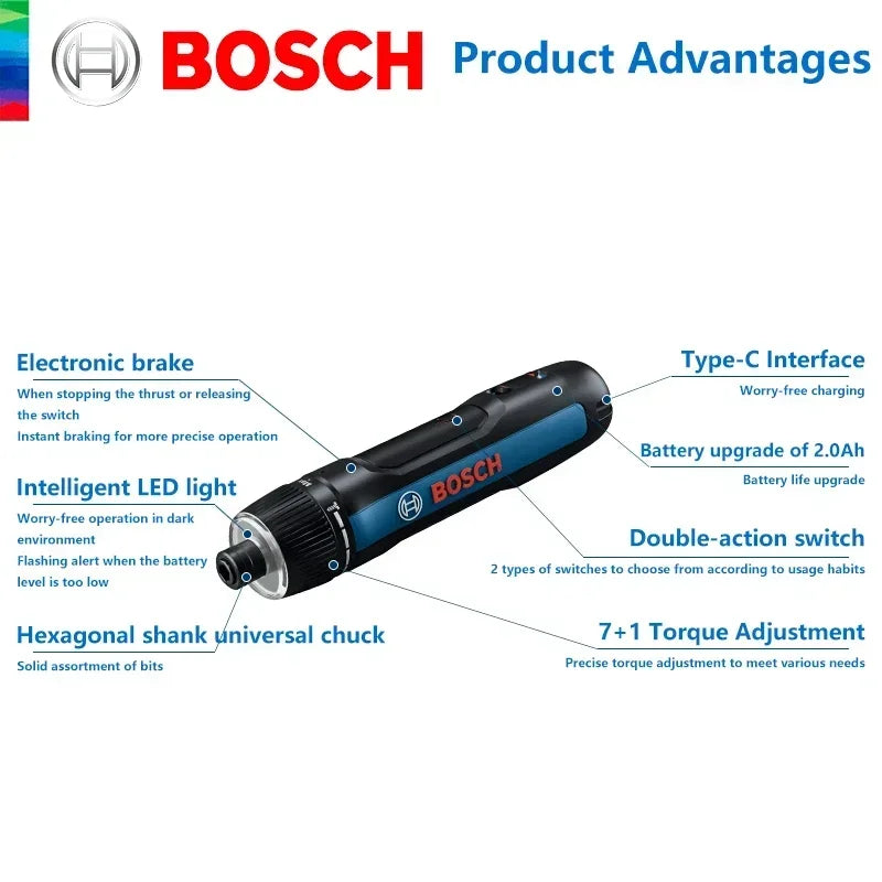 Bosch GO 3 battery-powered screwdriver (43-stove screwdriver tip set, screwdriver tip holder, USB-C cable, mini suit) - Image 6