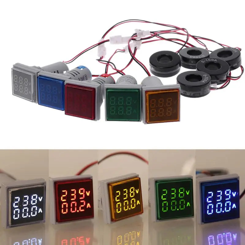 Square Dual Display Voltmeter & Ammeter LED Digital Voltage Gauge AC 60-500V 0-100A Current Meter Durable Voltage Panel KXRE - Image 5