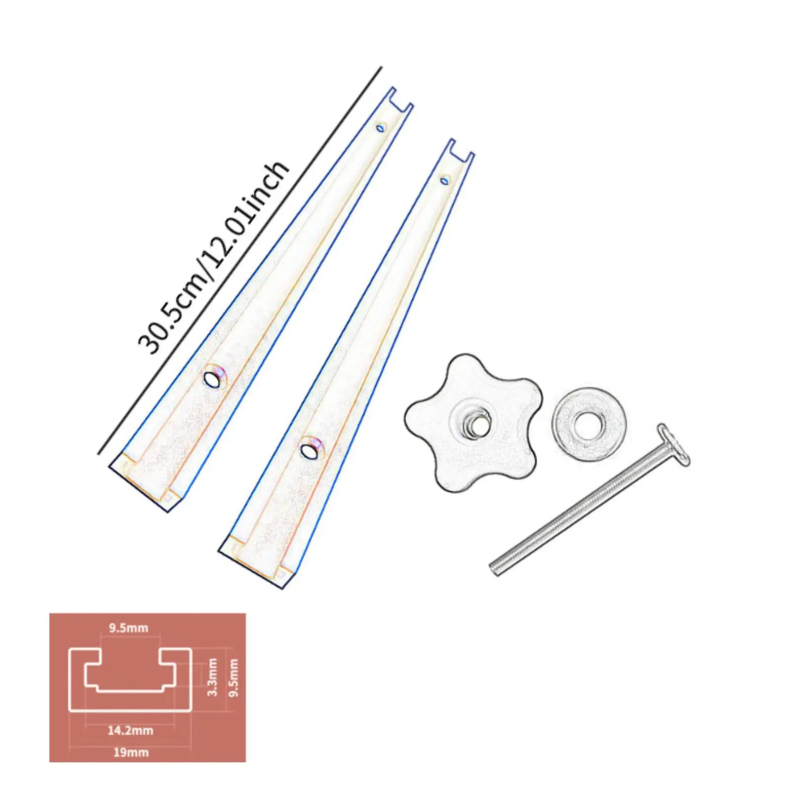Miter Track Jig Kit for T-Track Systems, 30.5cm Length, Table Saws and Mills Miter Track Jig Kit for T-Track Systems, 30.5cm Length, Table Saws and Mills