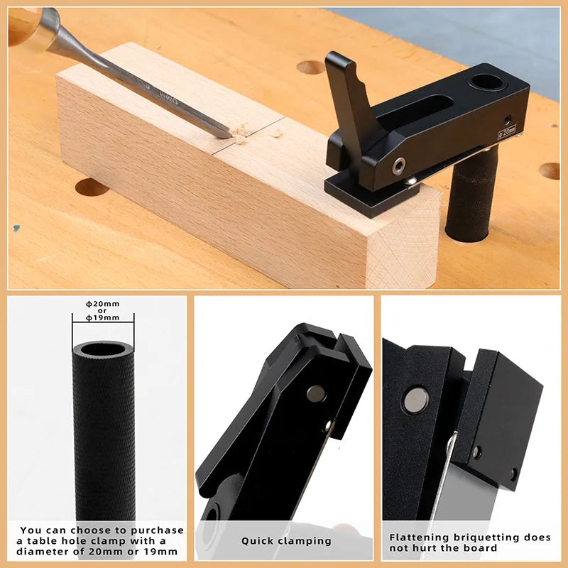 Workbench Dog Hole Quick Clamp Tool Bench Dog Under Clamp Desktop Clamp 19/20 mm 0.75 inch - Image 4
